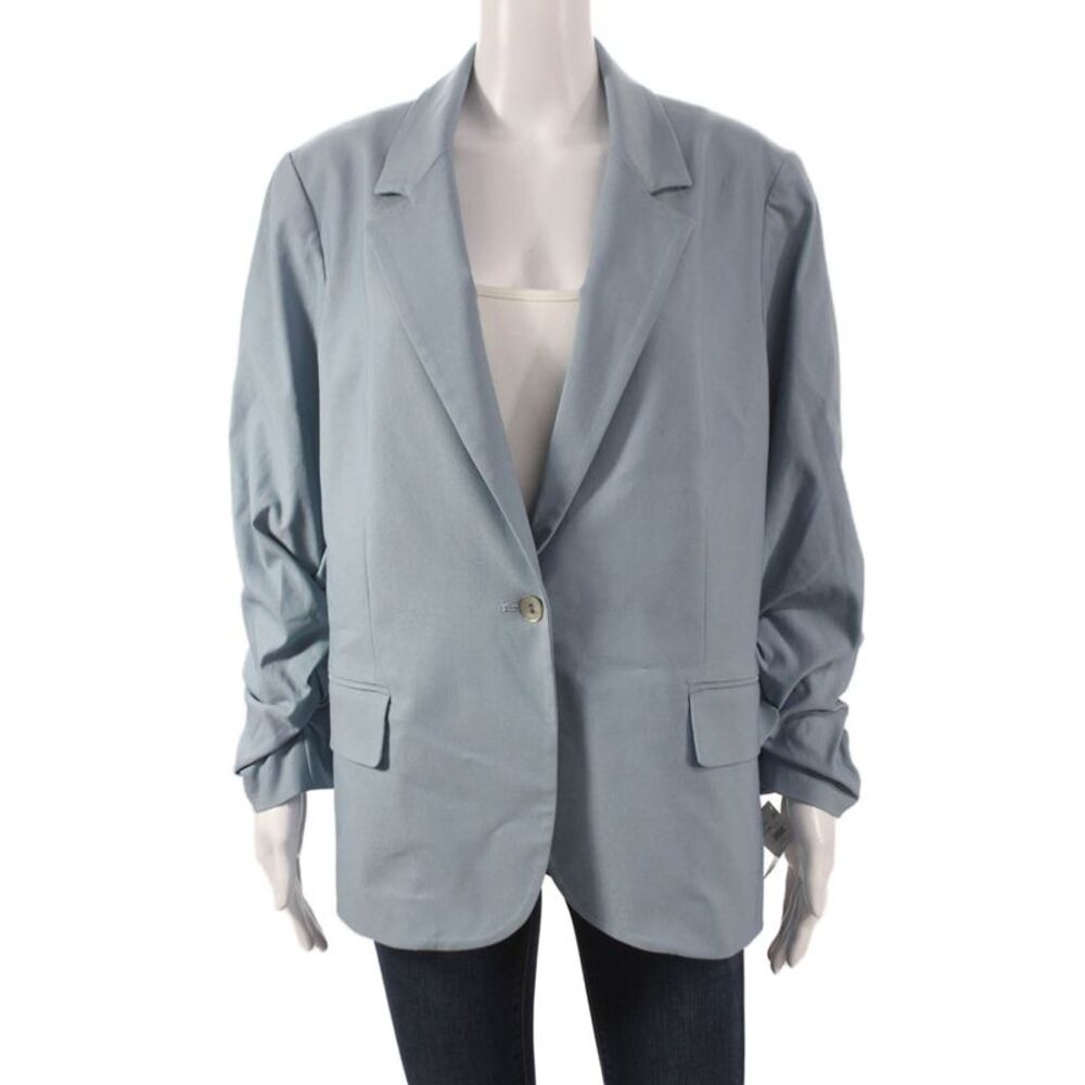 Estelle & Finn Women Basic Jacket Blue Button Long Sleeve Size 12